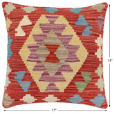 handmade Traditional Pillow Red Blue Hand-Woven SQUARE 100% WOOL  Hand woven turkish pillow  2 x 2